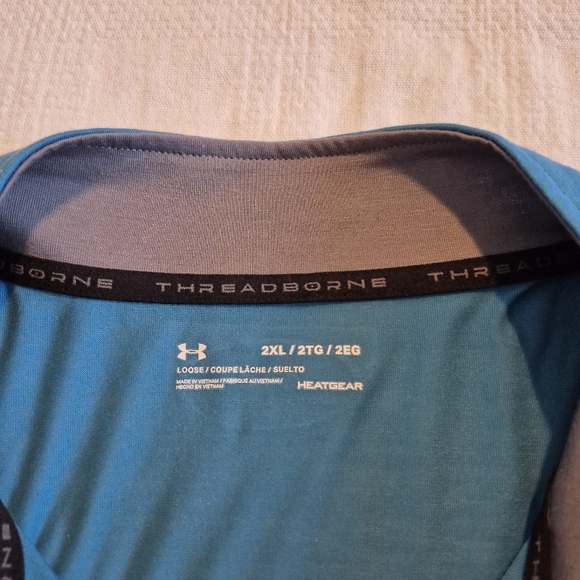 Under Armour men's 2XL teal long sleeve lightweight heatgear shirt EUC - Picture 4 of 7